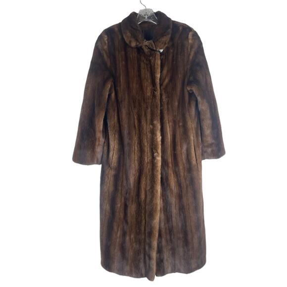 Vintage Nafia Real Mink Fur Long Coat Full Length Brown Size 8 - Picture 2 of 12